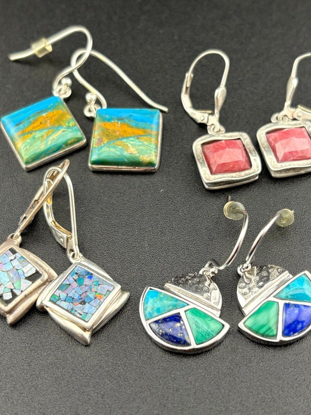 Luxury Sterling Silver Earring 4 set lot - Silpada, Israel, Peruvian Opal 21 gm